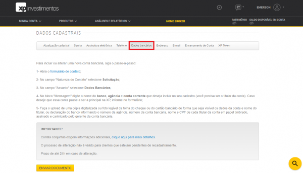 Como Alterar Os Dados Banc rios Na Xp Investimentos Prospen
